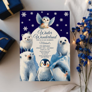 Schattigee Arctische Dieren Blauwe Winter Kids Ver Kaart