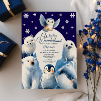 Schattigee Arctische Dieren Blauwe Winter Kids Ver Kaart