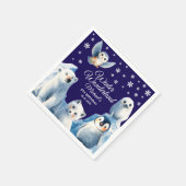 Schattigee Arctische Dieren Verjaardag Blauwe Wint Servet (Hoek)