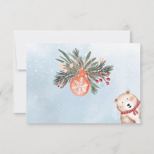 Schattigee Arctische Dieren Winter Christmas baby  Bedankkaart (Achterkant)