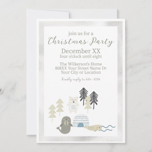 Schattigee Arctische winterdieren Kaart (Voorkant)