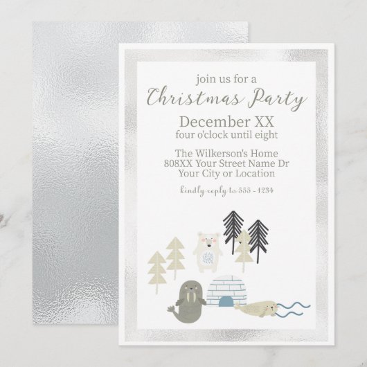 Schattigee Arctische winterdieren Kaart (Voorkant / Achterkant)