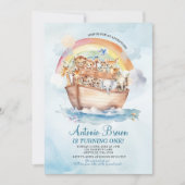 Schattigee Ark van Noach Blauwe Waterverf Eerste V Kaart (Voorkant)