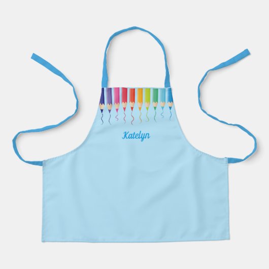 Schattigee Art Class Gekleurde Potloden Kinder Per Schort (Voorkant)