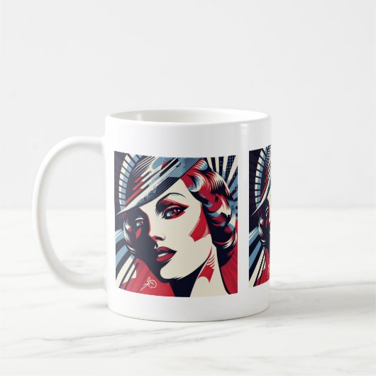 Schattigee art deco dame koffiemok (Links)