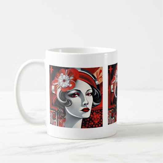 Schattigee art deco dame koffiemok (Links)