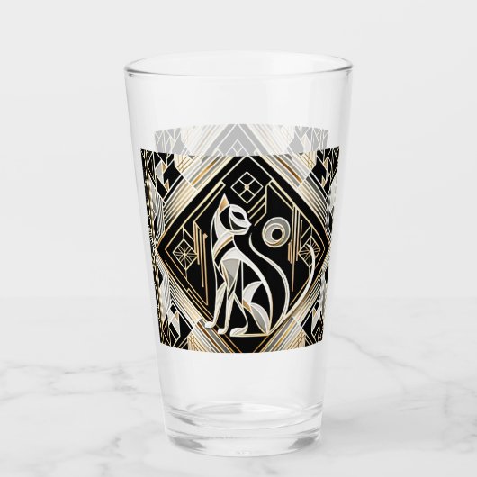 Schattigee Art Deco kattenliefhebbers Glas (Voorkant)