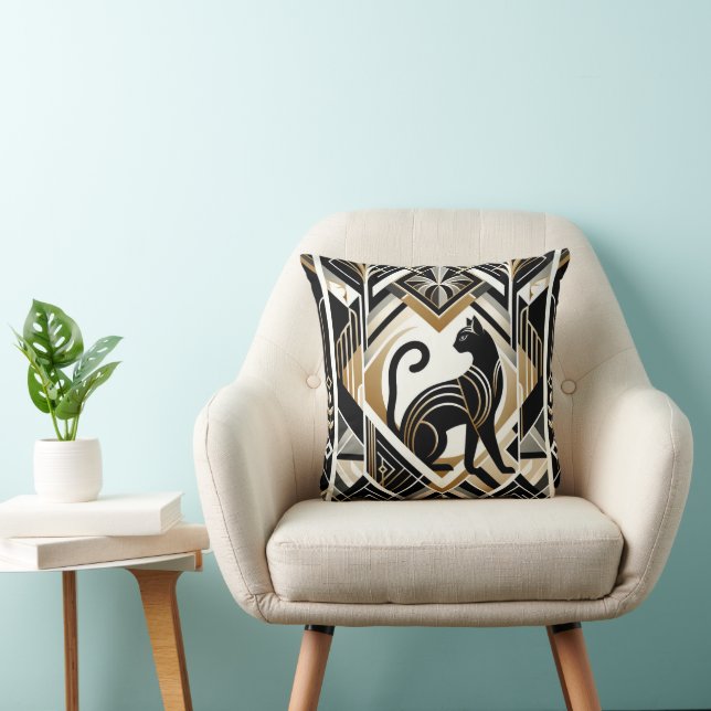 Schattigee art deco stijl katten Sierkussen (Stoel)