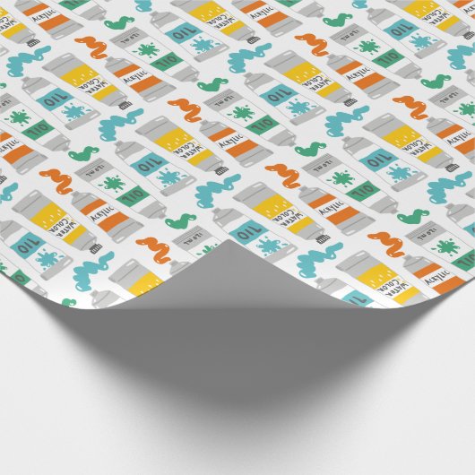 Schattigee Art Paint Tubes op wit Cadeaupapier (Hoek)