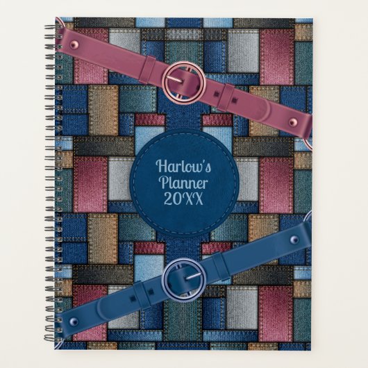 Schattigee Artisan Patchwork Blauwe Planner (Voorkant)