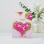 Schattigee artistieke hete roze harten briefkaart (Staand voorkant)