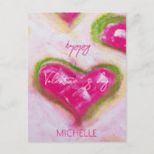 Schattigee artistieke hete roze harten briefkaart (Voorkant)