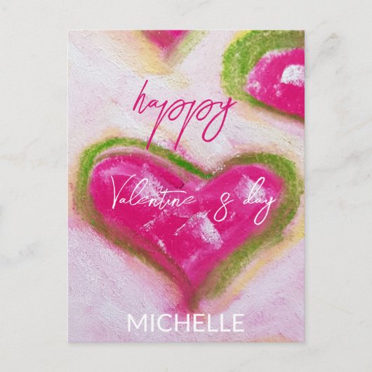 Schattigee artistieke hete roze harten briefkaart (Voorkant)