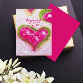 Schattigee artistieke hete roze harten briefkaart