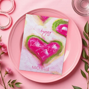 Schattigee artistieke hete roze harten briefkaart