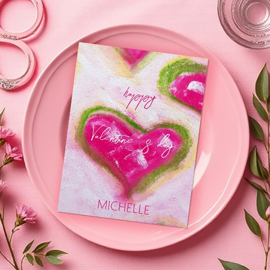 Schattigee artistieke hete roze harten briefkaart