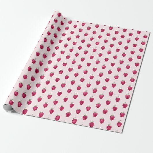 Schattigee Artistieke Waterverf Raspberry Pattern Cadeaupapier (Uitgerold)