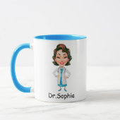 Schattigee artsenillustratie zwarte kleurentekst mok (Links)