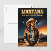Schattigee Artsy Night Sky Montana Cowgirl Briefkaart (Voorkant / Achterkant)