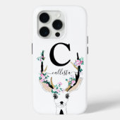 Schattigee Artsy roze bloemenhert diermonogram Case-Mate iPhone Case (Achterkant)
