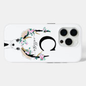 Schattigee Artsy roze bloemenhert diermonogram Case-Mate iPhone Case (Achterkant (horizontaal))