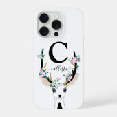 Schattigee Artsy roze bloemenhert diermonogram iPhone Hoesje (Achterkant)
