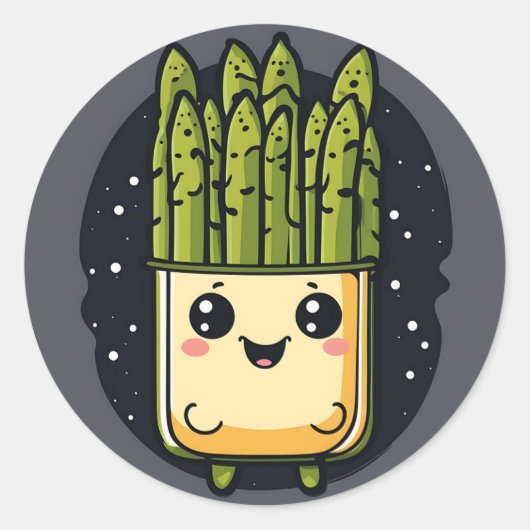 Schattigee asperge Veggie Ronde Sticker (Voorkant)