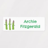 Schattigee asperges plantaardige cartoon gepersona labels (Design 1)