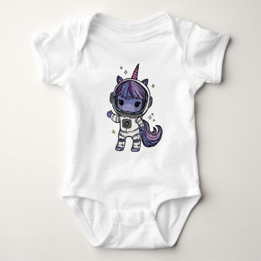 Schattigee Astro Eenhoorn Baby Bodysuit (Voorkant)