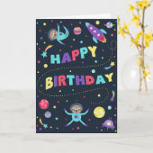 Schattigee Astro Sloth Happy Birthday Kaart (Gele Bloem)