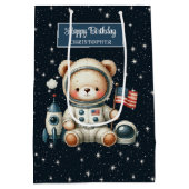 Schattigee Astronaut Beer Gift Bag voor Verjaardag Medium Cadeauzakje (Achterkant)