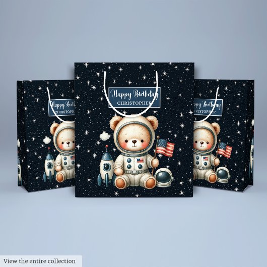 Schattigee Astronaut Beer Gift Bag voor Verjaardag Medium Cadeauzakje