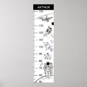 Schattigee Astronaut Comic Thema Groeikaart Poster (Voorkant)