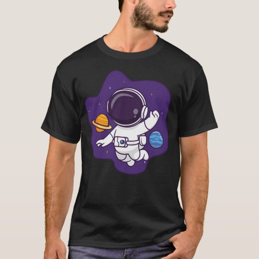 Schattigee astronaut drijft in de ruimte t-shirt (Voorkant)