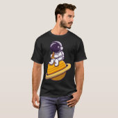 Schattigee astronaut eet pizzeria t-shirt (Voorkant volledig)