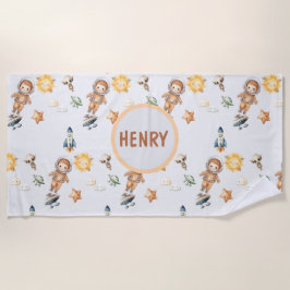 Schattigee astronaut en Schattig ruimteavontuur Strandlaken