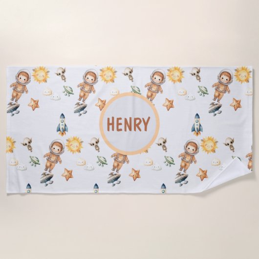 Schattigee astronaut en Schattig ruimteavontuur Strandlaken (Voorkant)