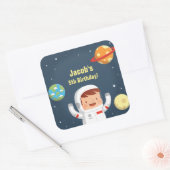Schattigee Astronaut Galaxy Space Boys Verjaardag  Vierkante Sticker (Envelop)