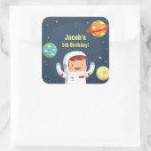 Schattigee Astronaut Galaxy Space Boys Verjaardag  Vierkante Sticker (Tas)