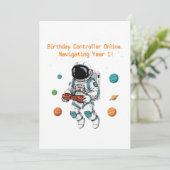 Schattigee astronaut Gamer 1e verjaardag | Naviger Kaart (Staand voorkant)