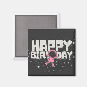Schattigee Astronaut Happy Birthday Space Magnet (Voorkant / Achterkant)