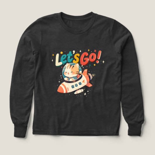 Schattigee astronaut met een raket in de ruimte (Voorkant)