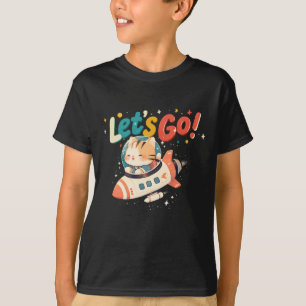 Schattigee astronaut met een raket in de ruimte t-shirt