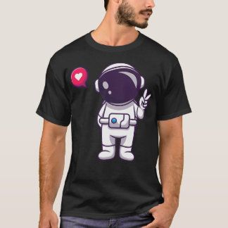 Schattigee astronaut met handvrede t-shirt