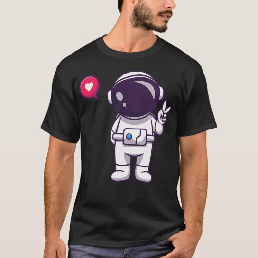 Schattigee astronaut met handvrede t-shirt (Voorkant)