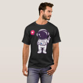 Schattigee astronaut met handvrede t-shirt (Voorkant volledig)