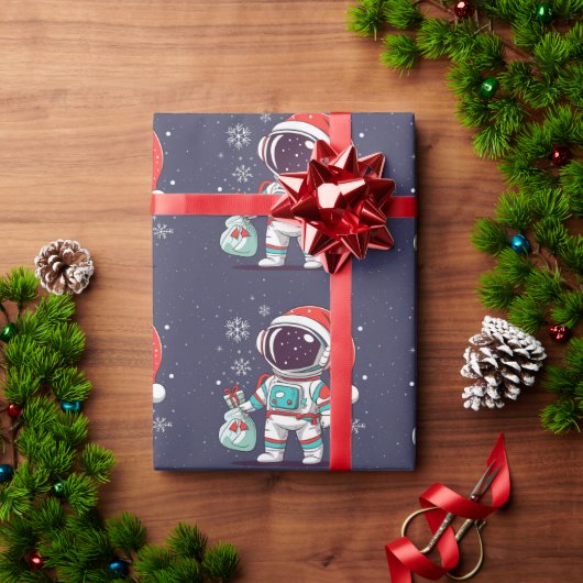 Schattigee astronaut met Pet van Kerstmis in Melkw Cadeaupapier (Feestdagen Geschenken)