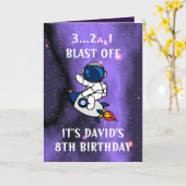 Schattigee astronaut Paarse Black Galaxy 8e verjaa Kaart (Gele Bloem)