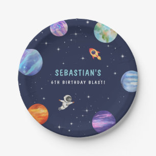 Schattigee Astronaut Planeten Verjaardagsfeestje W Papieren Bordje