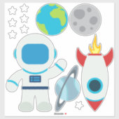 Schattigee Astronaut Raketschip Space Theme Sticke Sticker (Vel)